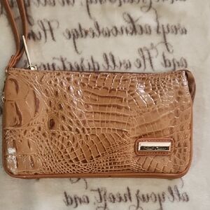 Croc-Embossed Tan Leather Bag By Madi Claire